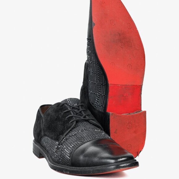 Christian Louboutin Black Multi-Material Greggo Lace Up Derby Shoes - Picture 4 of 10